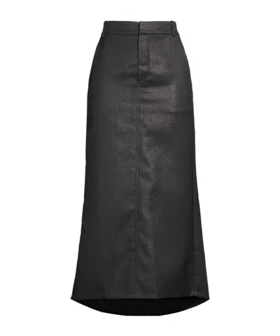 Brunello Cucinelli Minimalist Metallic Midi Skirt In Gray