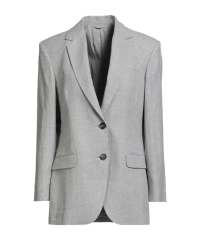 Brunello Cucinelli Minimalist Single-breasted Blazer In Gray