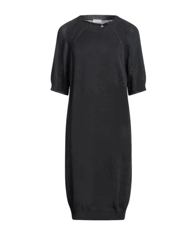 Brunello Cucinelli Minimalist Solid Color Knit Dress In Black