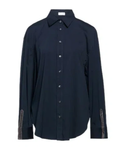 Brunello Cucinelli Minimalist Solid Color Shirt In Blue