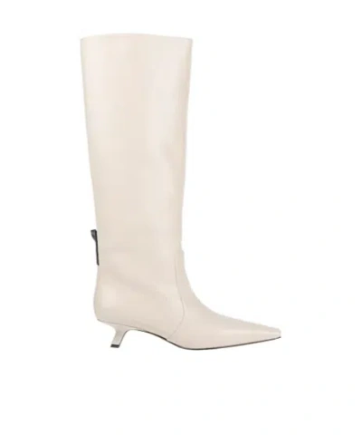 Brunello Cucinelli Minimalist Squaretoe Leather Boots In White