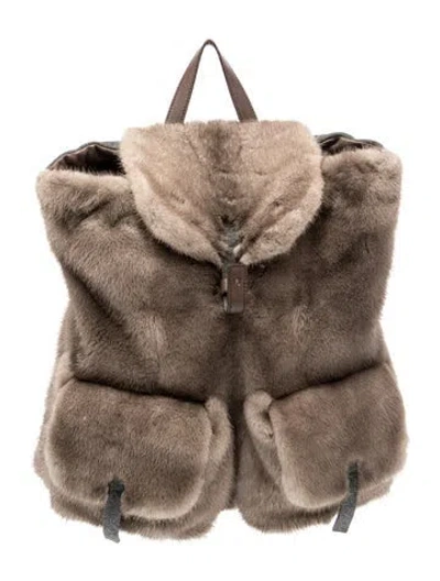 Pre-owned Brunello Cucinelli Mink Backpack In Brown