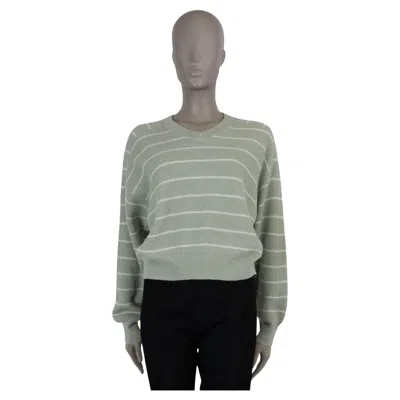 Pre-owned Brunello Cucinelli Mint Green Alpaca & Cotton 20124 Striped Sweater S