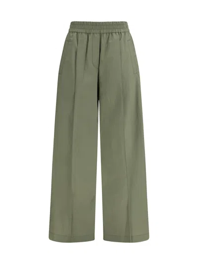 Brunello Cucinelli Mixed Cotton Pants In Green