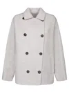 Brunello Cucinelli Mixed Wool Fabric Coat With Six Front Buttons In White