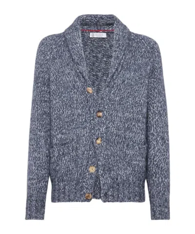 BRUNELLO CUCINELLI MÉLANGE-EFFECT BUTTON-UP CARDIGAN