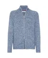 Brunello Cucinelli Alpaca-blend Chine Cardigan In Blue