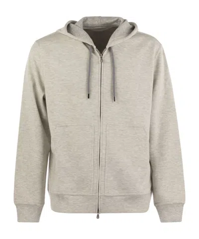 Brunello Cucinelli Mélange-effect Zipped Hoodie In White