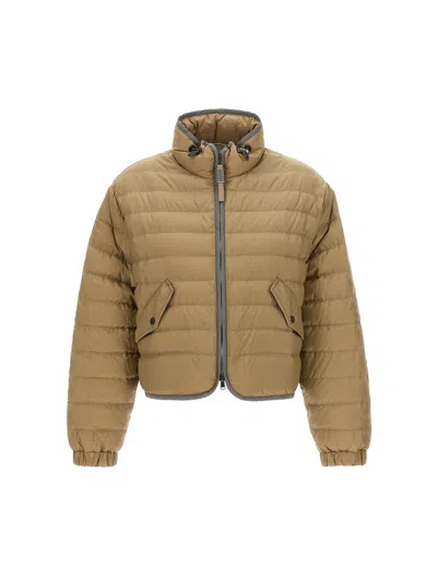 Brunello Cucinelli Monile Detail Down Jacket In Nude & Neutrals