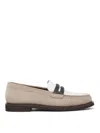Brunello Cucinelli Beige Loafers With Monile Detail And Chain In Suede Woman In Grey