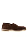 Brunello Cucinelli Elegant Suede Penny Loafers For Men In Brown