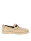 Brunello Cucinelli Beige Loafers With Monile Detail In Suede Woman In Beige