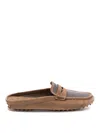 Brunello Cucinelli Suede Tapered Moccasins With Rubber Stud Sole