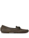 Brunello Cucinelli Buckle Loafers With Studded Sole And Suede Upper In Grey