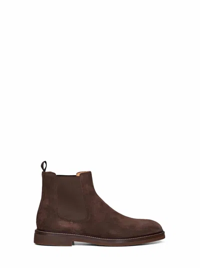 Brunello Cucinelli Mocha Suede Chelsea Ankle Boots In Brown