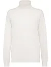 Brunello Cucinelli Wool Sweater With Elegant Ribbed Texture And Relaxed Fit In White