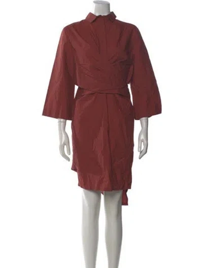 Pre-owned Brunello Cucinelli Mock Neck Knee-length Dress In Red