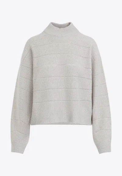 BRUNELLO CUCINELLI MOCK-NECK LANA CASHMERE SWEATER