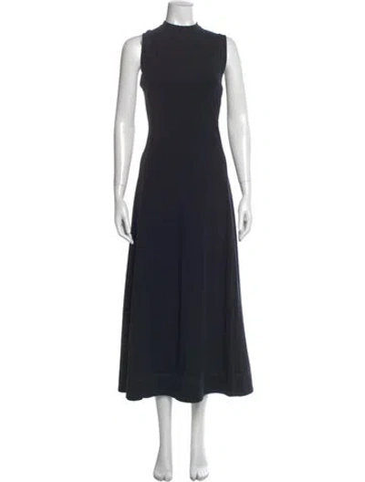 Pre-owned Brunello Cucinelli Mock Neck Long Dress In Blue