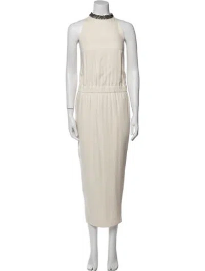 Pre-owned Brunello Cucinelli Mock Neck Long Dress In Neutral