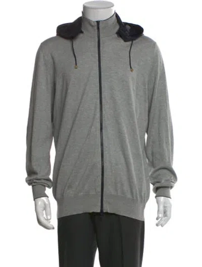 Pre-owned Brunello Cucinelli Mock Neck Long Sleeve Cardigan In Gray