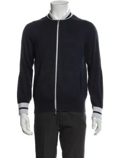 Pre-owned Brunello Cucinelli Mock Neck Long Sleeve Cardigan In Gray