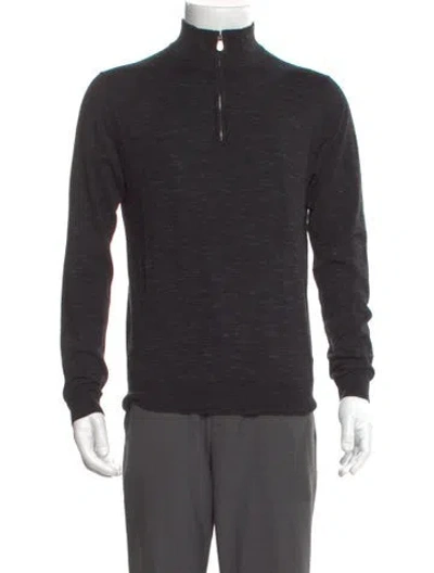 Pre-owned Brunello Cucinelli Mock Neck Long Sleeve Polo Sweater In Gray