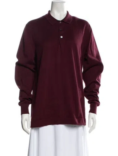 Pre-owned Brunello Cucinelli Mock Neck Long Sleeve Sweatshirt In Burgundy