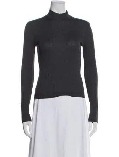 Pre-owned Brunello Cucinelli Mock Neck Long Sleeve Top In Gray