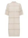 Brunello Cucinelli Mock-neck Midi Dress In Neutral