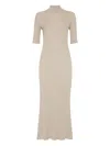 Brunello Cucinelli Mock-neck Midi Dress In Neutral