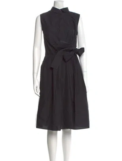 Pre-owned Brunello Cucinelli Mock Neck Midi Length Dress In Blue