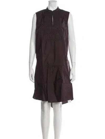 Pre-owned Brunello Cucinelli Mock Neck Midi Length Dress In Brown