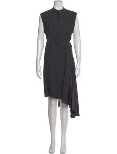 Pre-owned Brunello Cucinelli Mock Neck Midi Length Dress In Gray