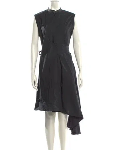 Pre-owned Brunello Cucinelli Mock Neck Midi Length Dress In Gray