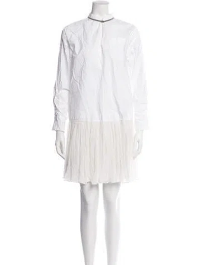 Pre-owned Brunello Cucinelli Mock Neck Mini Dress In Neutral
