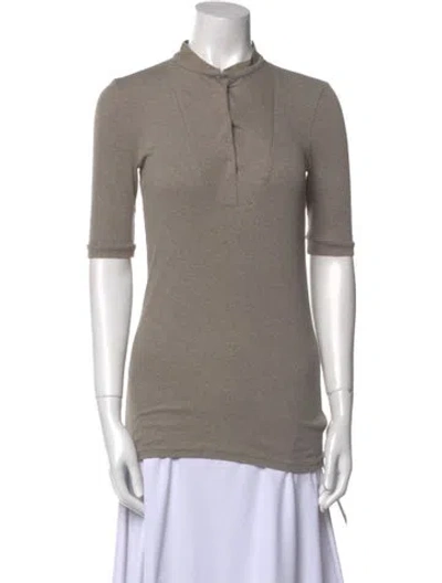 Pre-owned Brunello Cucinelli Mock Neck Short Sleeve Polo In Neutral