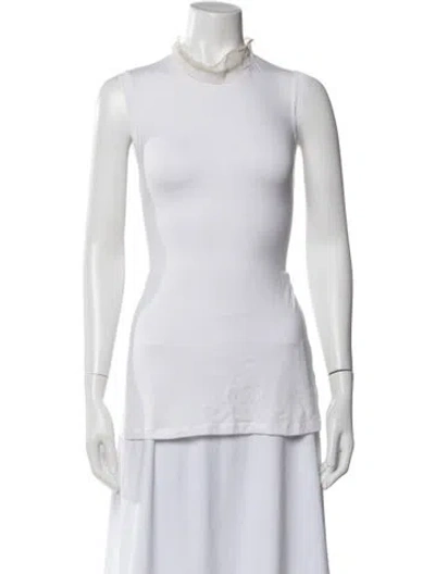 Pre-owned Brunello Cucinelli Mock Neck Sleeveless Top In White