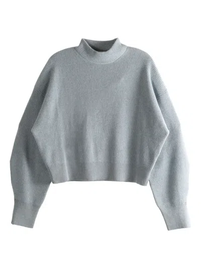 Brunello Cucinelli Mock-neck Sweater In Blue