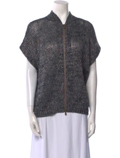 Pre-owned Brunello Cucinelli Mock Neck Sweater In Blue