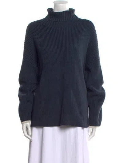 Pre-owned Brunello Cucinelli Mock Neck Sweater In Blue