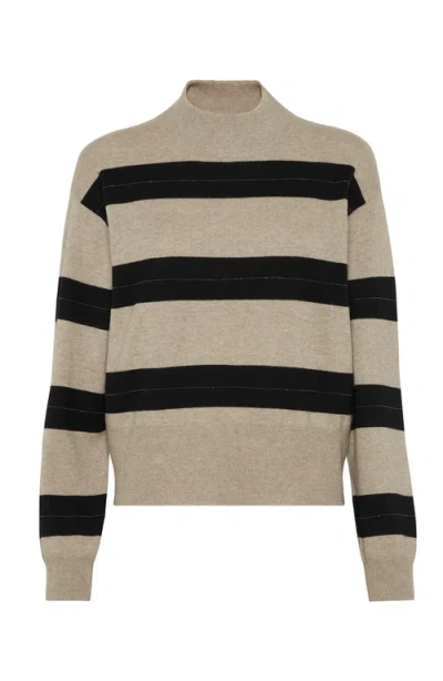 BRUNELLO CUCINELLI BRUNELLO CUCINELLI MOCK NECK SWEATER WITH MONILI