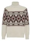 Brunello Cucinelli Geometric Jacquard Turtle Neck Pullover In Multi