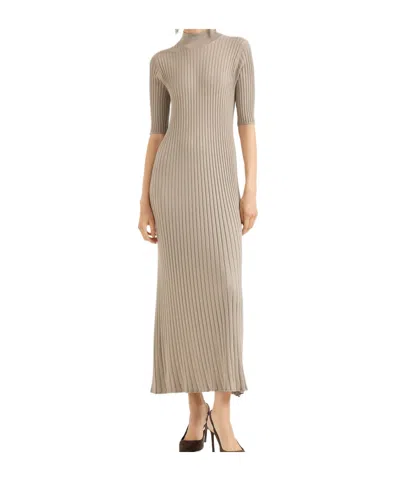 Brunello Cucinelli Mock-neck Midi Dress In Brown