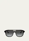 Brunello Cucinelli Modern Acetate Aviator Sunglasses In Black