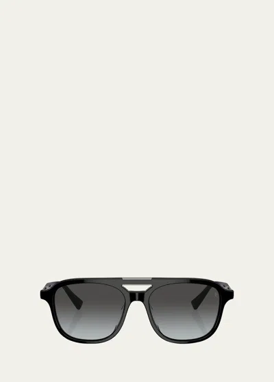 Brunello Cucinelli Modern Acetate Aviator Sunglasses In Black