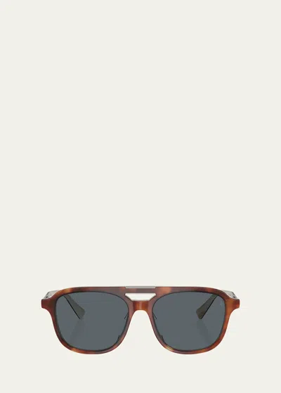 Brunello Cucinelli Modern Acetate Aviator Sunglasses In Gray