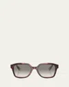 Brunello Cucinelli Modern Acetate Square Sunglasses In Havana