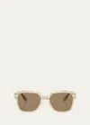 Brunello Cucinelli Modern Acetate Square Sunglasses In Light Brown