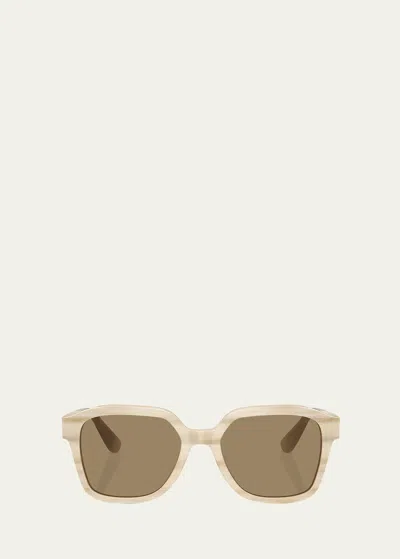 Brunello Cucinelli Modern Acetate Square Sunglasses In Brown